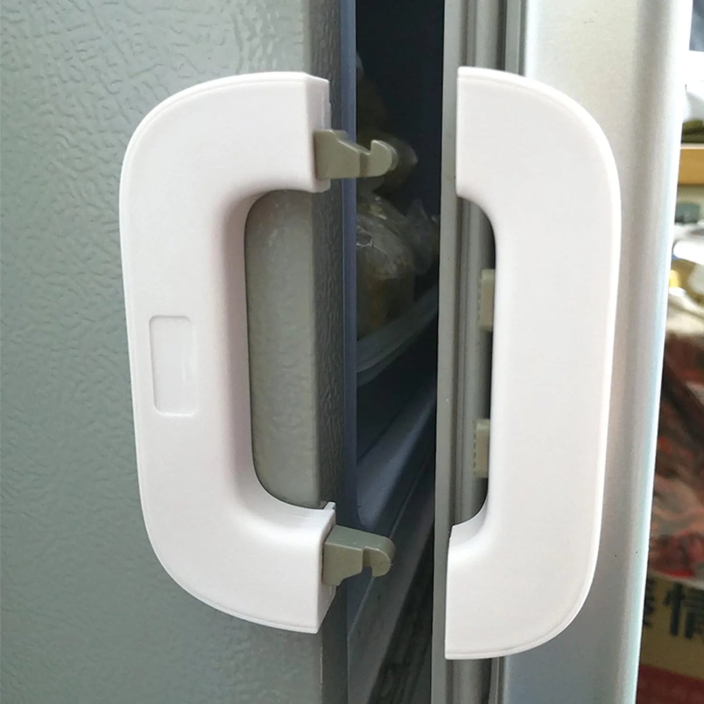 Child Safety Refrigerator Lock – Self-Adhesive Fridge & Freezer Door Lock with Double Safety Button – Easy One-Hand Use