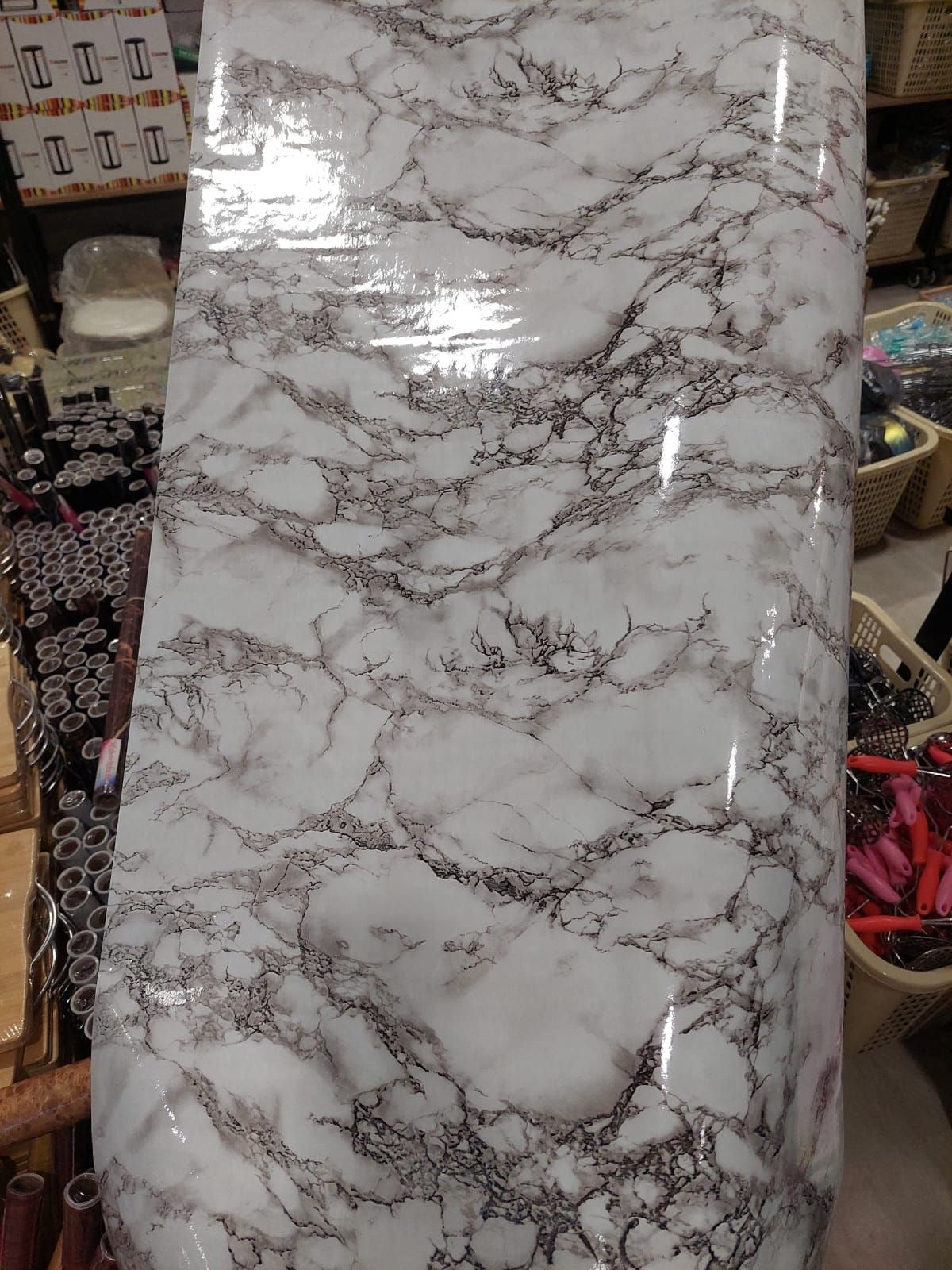 WHITE & BLACK Waterproof Heat Resistant Self Adhesive Anti Oil Kitchen Wallpaper Marble Sheet 60*200 for Kitchen