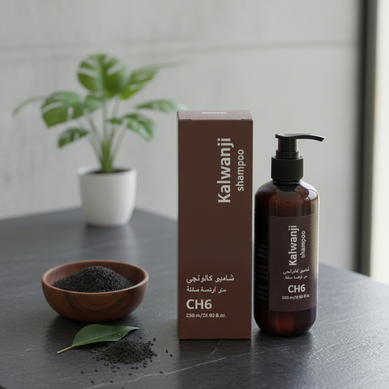 Organic Kalwanji Shampoo CH6 Herbal Black Seed Hair Cleanser Providing Natural Care Gentle Formula - 250ML